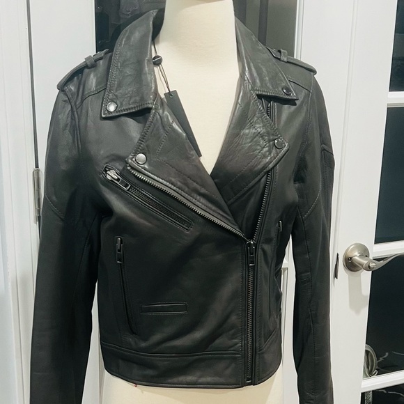 BLANK NYC Charcoal Grey Lambskin Leather Jacket